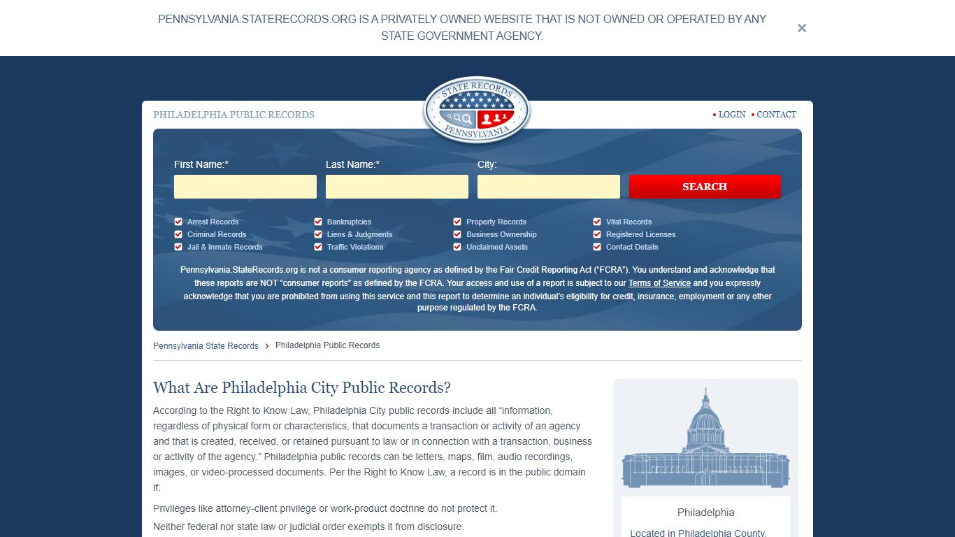 Philadelphia Arrest and Public Records - StateRecords.org